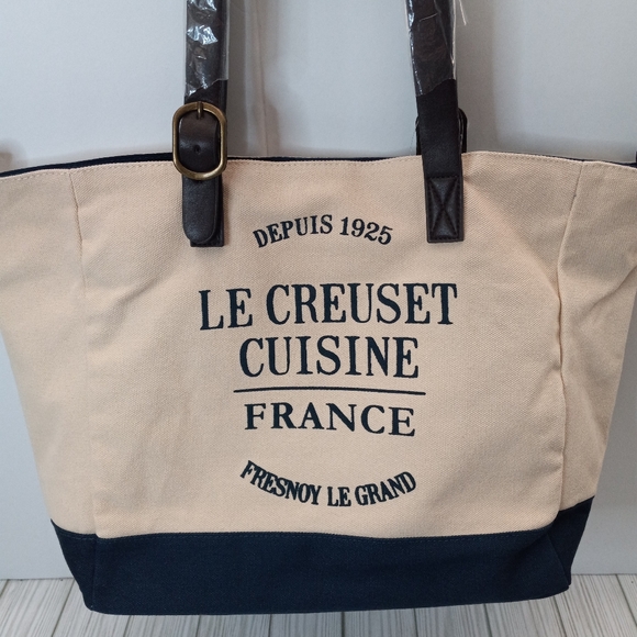 RARE Le Creuset Classic Canvas Indigo Tote Bag - Picture 2 of 12